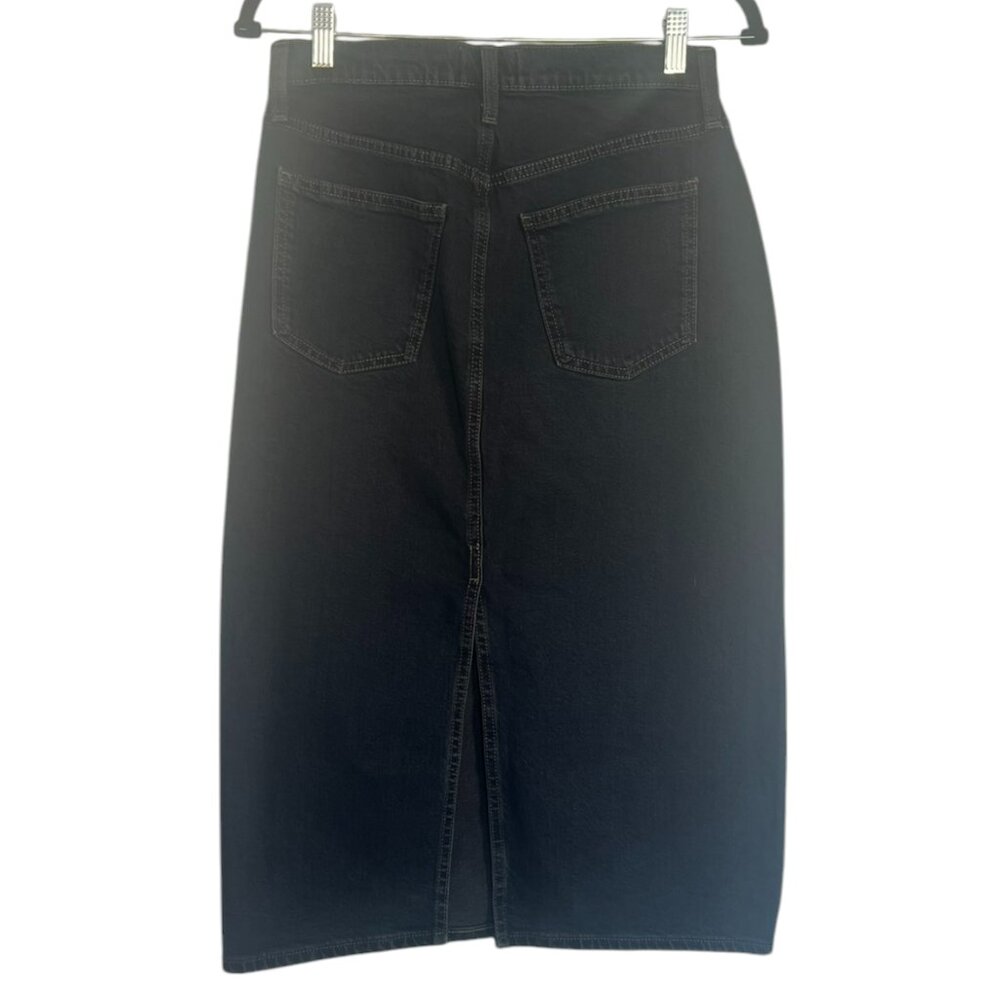 Women's NWT‎ Universal Thread High Rise Denim Midi Skirt Black Wash Size 4 - Picture 4 of 6